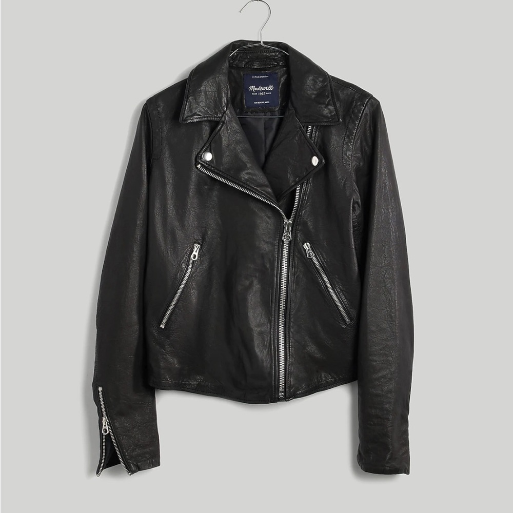 Madewell Women Washed Leather Motorcycle Jacket L